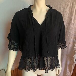 Umgee Black Lace Accent Blouse